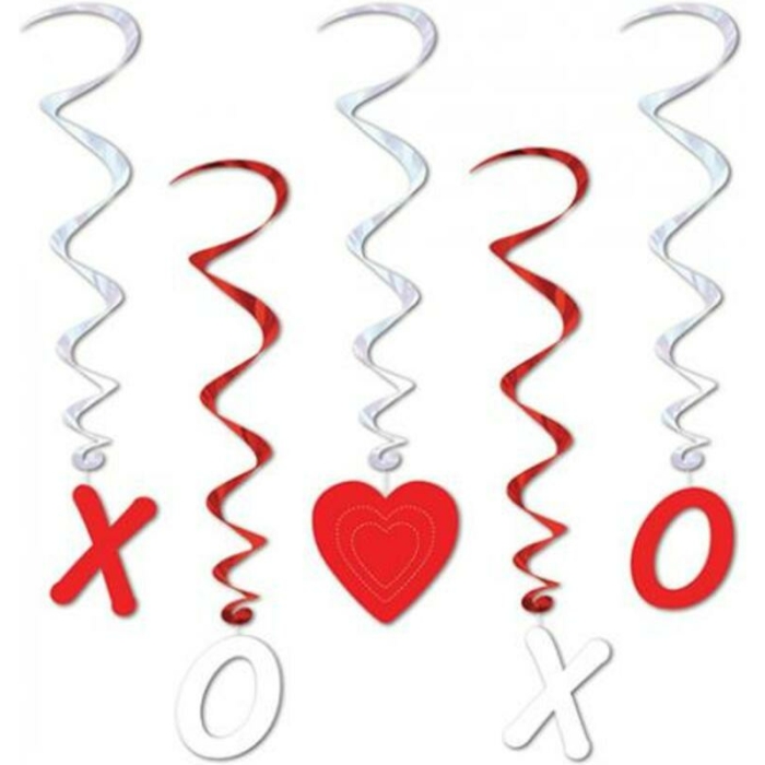 Valentines X's & O's Whirls - Red/white - Image 1
