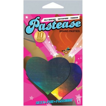 Pastease Hologram Heart Silver Pasties O/S