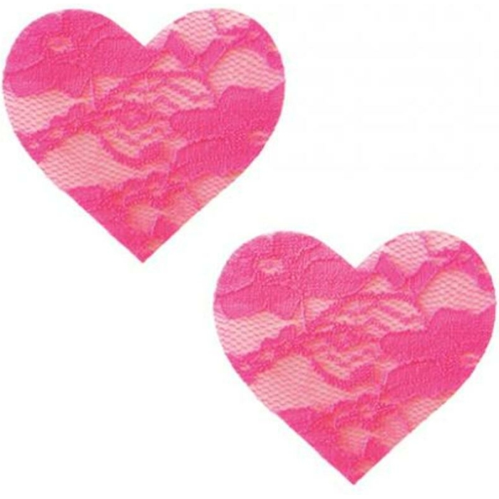 Neva Nude Black Light Lace Heart Pasties - Pink O/s - Image 1