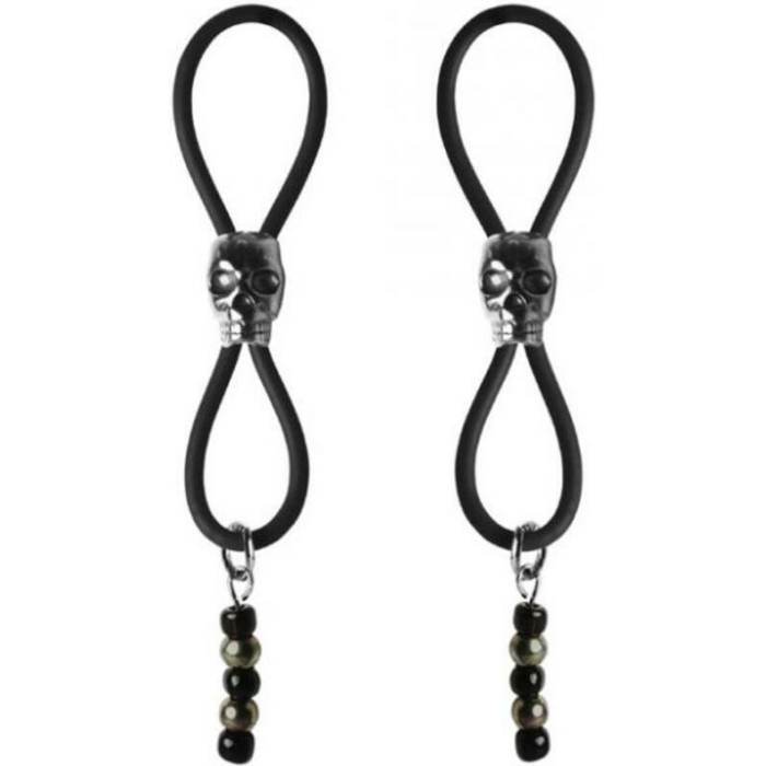 Bijoux De Nip Nipple Halos Black Skull Slider Black Silver - Image 1