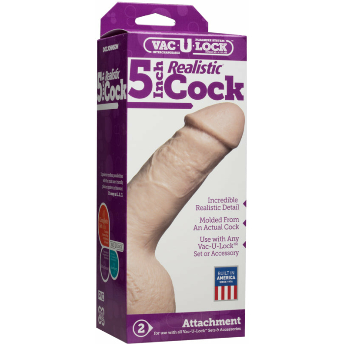 Vac-U-Lock 5 Inch Realistic Dong Beige - Image 2