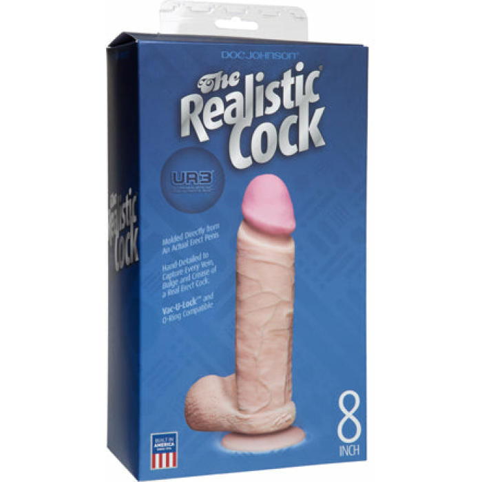 Realistic 8 Ultraskyn Cock w/Balls - White - Image 1