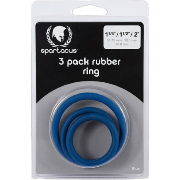 Spartacus Rubber Cock Ring Set- Blue Pack of 3 - Image 1