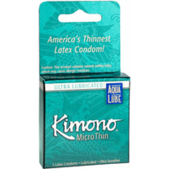 Kimono Micro Thin Aqua Lube Condom - Box of 3 - Image 1