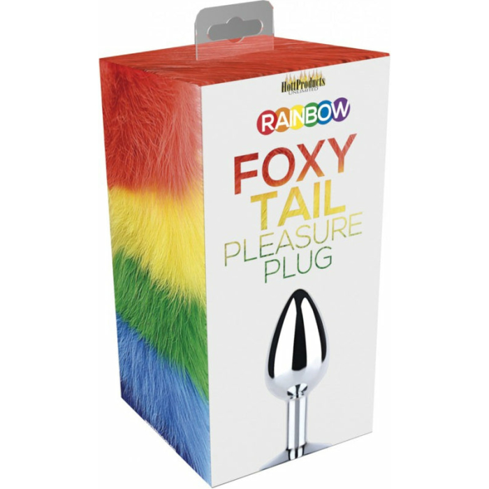 Rainbow Foxy Tail  Fur Tail With Stainless Steel Butt Plug - Image 3