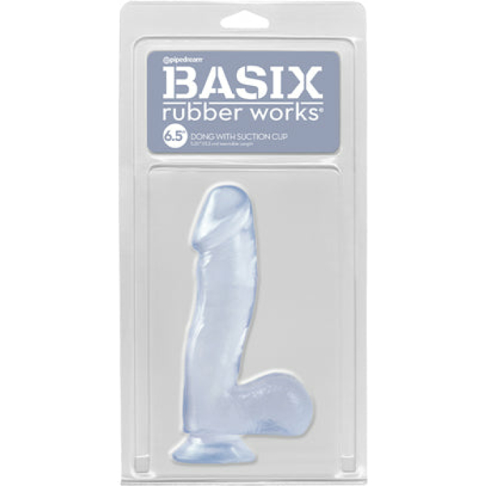 Basix Rubber Works 6.5 Dong w/Suction Cup - Clear - Image 1