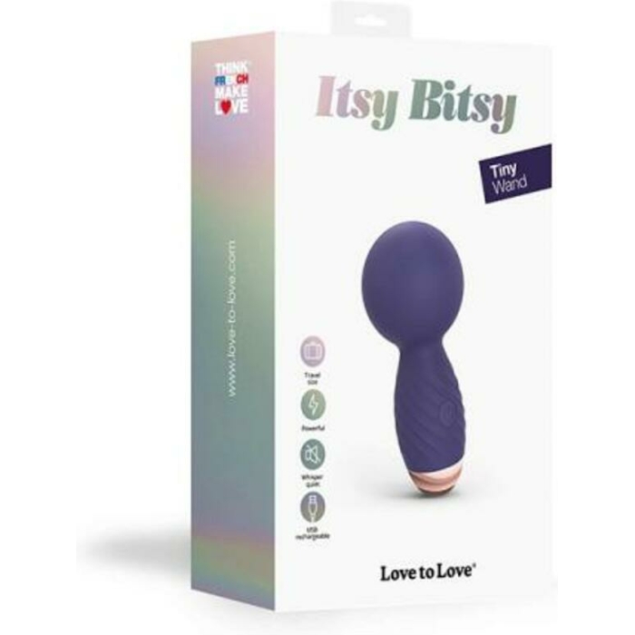 Love To Love Itsy Bitsy Rechargeable Silicone Mini Wand Vibrator Midnight Indigo - Image 1