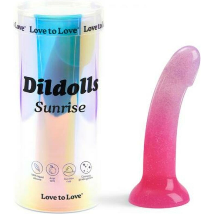 Love To Love Dildolls Sunrise  6 In. Silicone Dildo With Multicolor Star Glitter Pink/purple - Image 1
