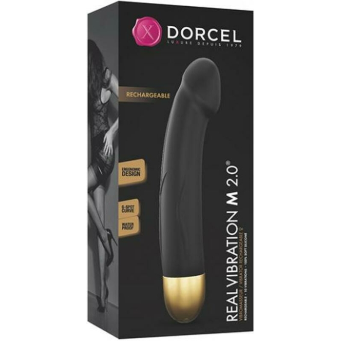 Dorcel Real Vibration M 8.6" Rechargeable Vibrator 2.0 - Black/gold - Image 1