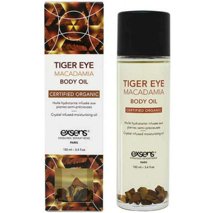 Exsens Organic Body Oil W/stones - Tiger Eye Macadamia 100 Ml - Image 1