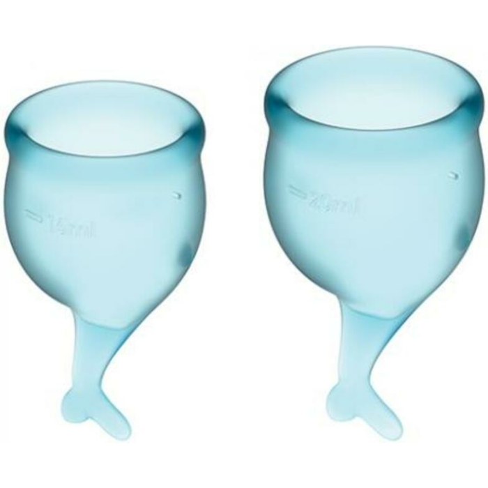 Satisfyer Feel Secure Menstrual Cup - Light Blue - Image 1