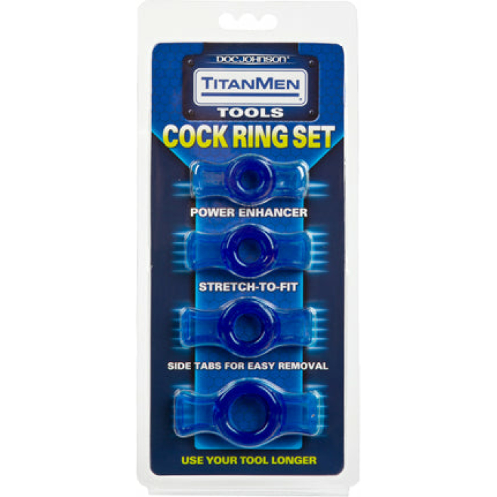 Titanmen Cock Ring Set Blue - Image 1