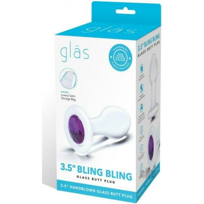 Glas 3.5" Bling Bling Glass Butt Plug - Image 1