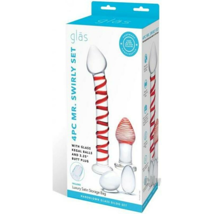 Glas Mr. Swirly Set With Glass Kegal Balls And 3.25 In. Buttplug - Image 1