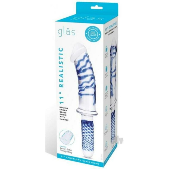 Glas Realistic Double Glass Dildo Handle 11 In. - Image 1