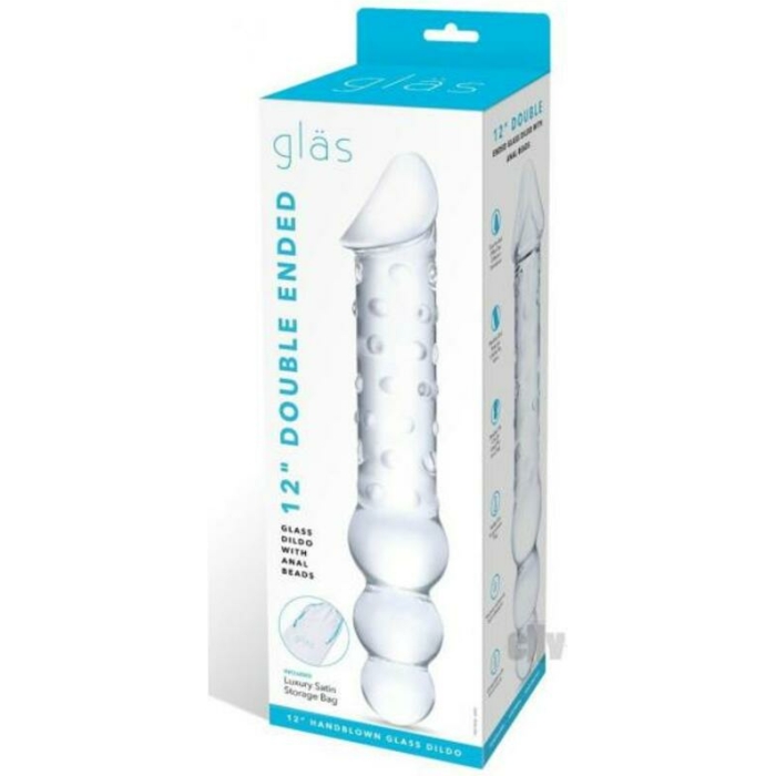 Glas Double-ended Glass Dildo With Anal Beads 12 In. - Image 1