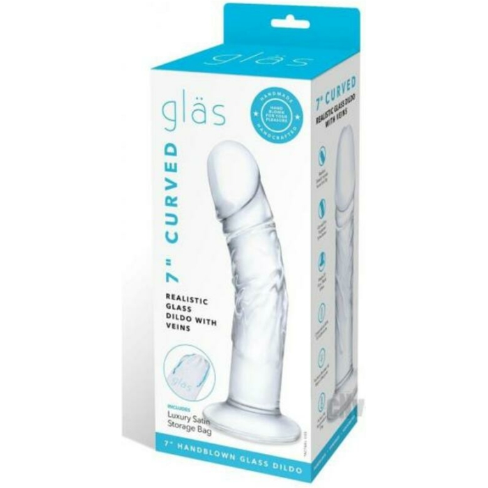 Glas Curved Realistic Glass Dildo With Veins 7 In. - Image 1