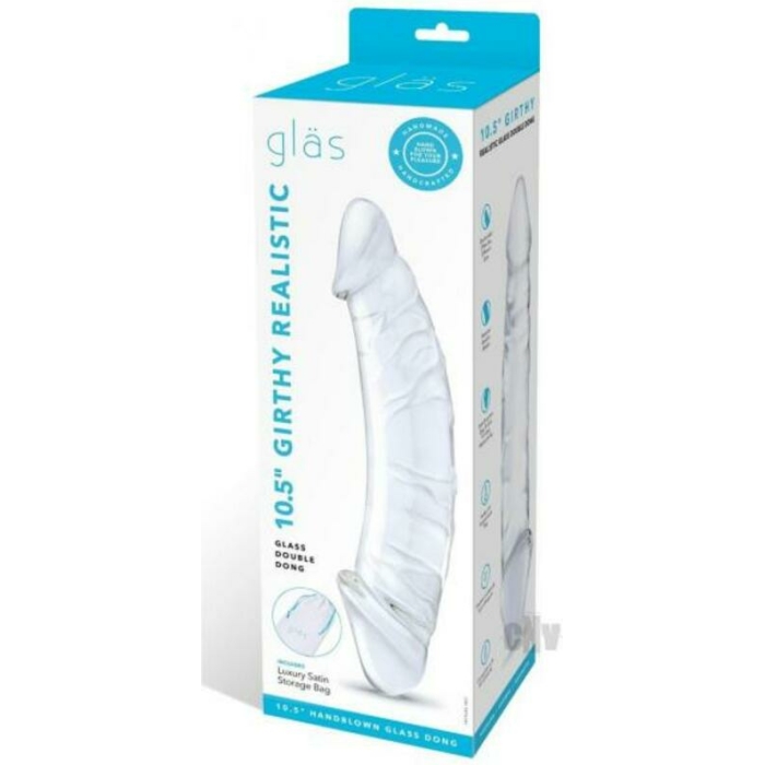 Glas Girthy Realistic Glass Double Dong 10.5 In. - Image 1