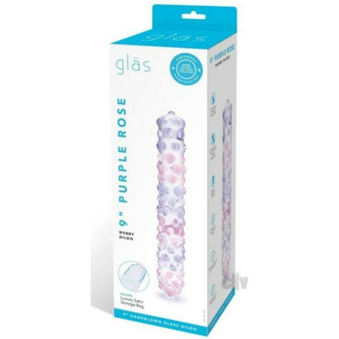 Glas Purple Rose Nubby Glass Dildo 9" - Image 1
