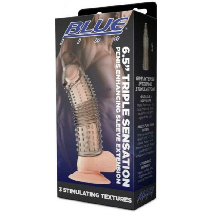 Blue Line 6.5 In. Triple Sensation Penis Enhancing Sleeve Extension - Image 1