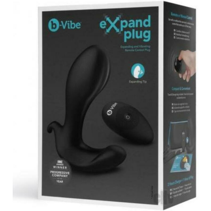 B-vibe Expand Expanding And Vibrating Remote Control Plug Black - Image 1