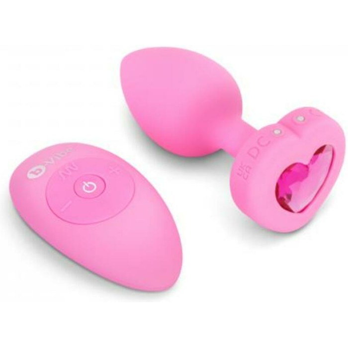 B Vibe Vibrating Heart Shaped Jewel Plug S/m Pink (net) - Image 1