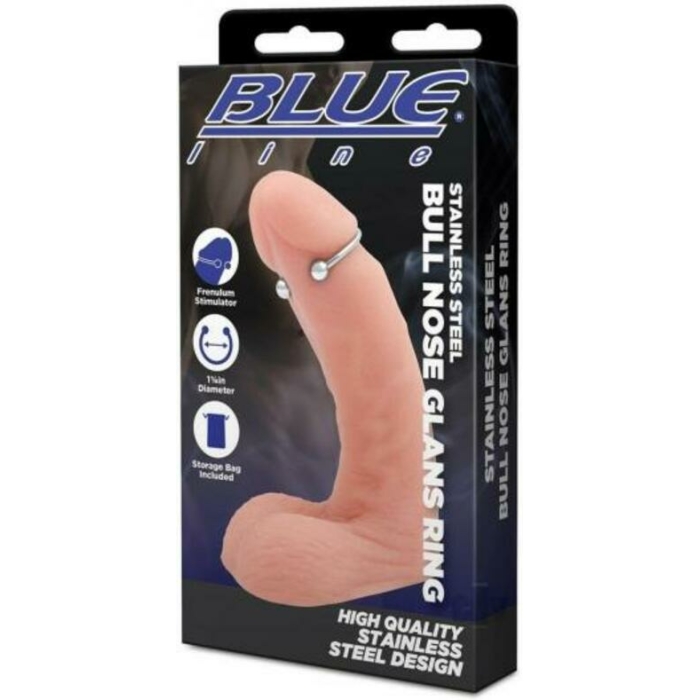 Blue Line Stainless Steel Bull Nose Glans Ring - Image 1