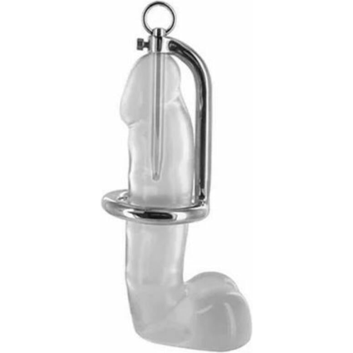 Rouge Stainless Steel Chastity Cock Ring (45mm) & Urethral Probe - Image 1