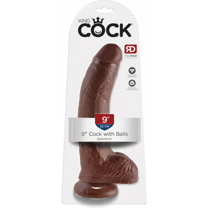 King Cock 9 Cock w/Balls - Brown - Image 1