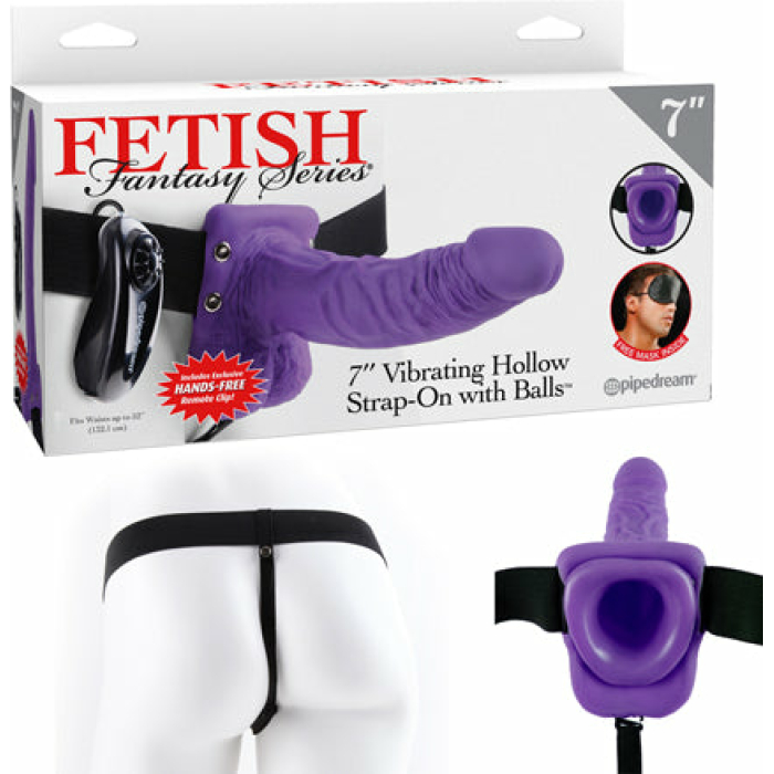 Ff Vibe Hollow Strap On W/balls 7 Purp - Image 1
