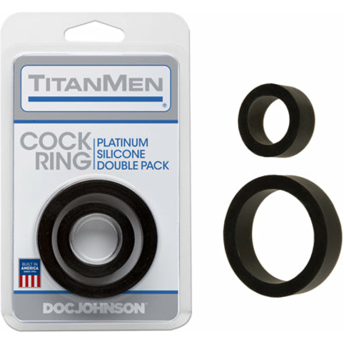 Titanmen Platinum Silicone Cock Ring - Black Pack of 2 - Image 1