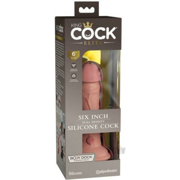King Cock Elite Silicone Dual-density Cock 6 In. Light - Image 1