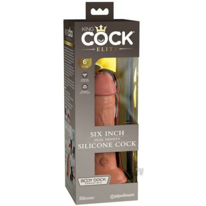King Cock Elite Silicone Dual-density Cock 6 In. Tan - Image 1