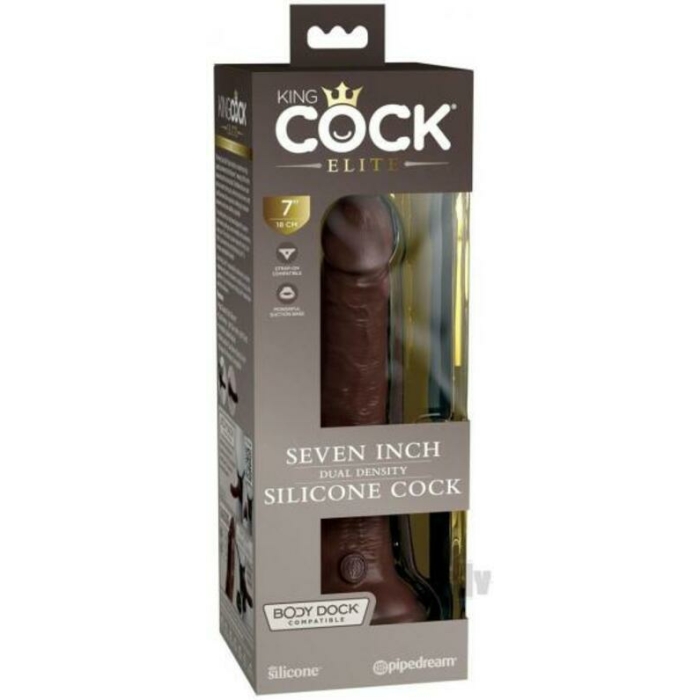 King Cock Elite Silicone Dual-density Cock 7 In. Brown - Image 1