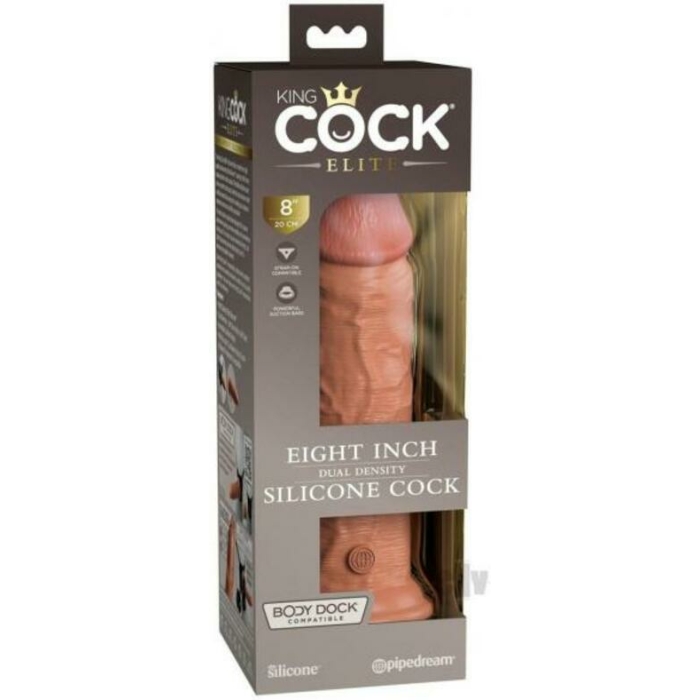King Cock Elite Silicone Dual-density Cock 8 In. Tan - Image 1