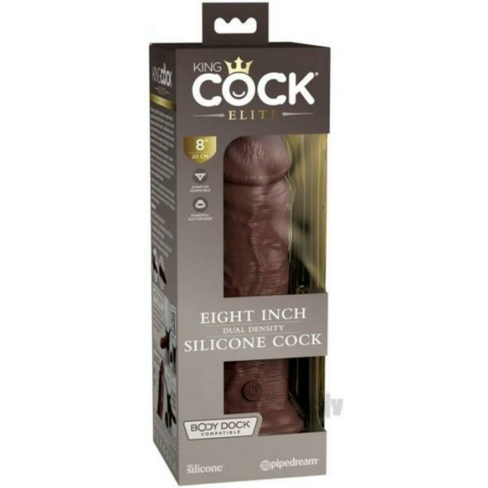 King Cock Elite Silicone Dual-density Cock 8 In. Brown - Image 1