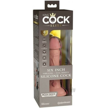King Cock Elite Vibrating Silicone Dual-density Cock 6 In. Light