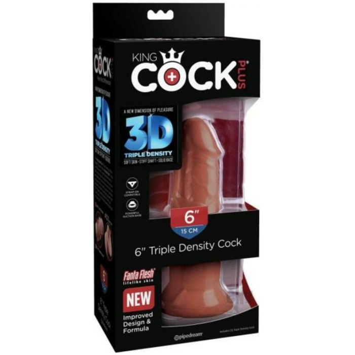 King Cock Plus 6 In. Triple Density Cock Brown - Image 1