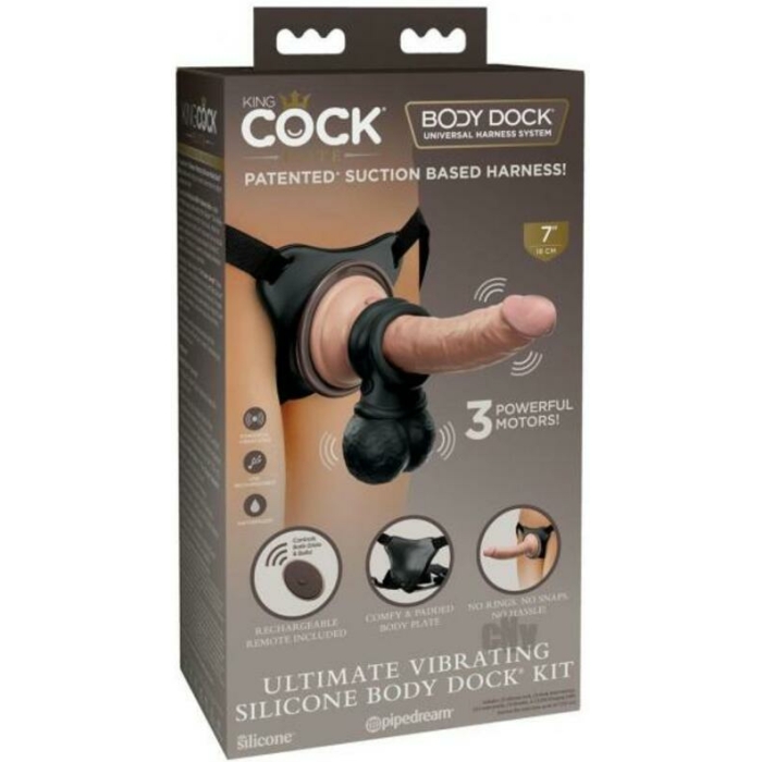 King Cock Elite Ultimate Vibrating Silicone Body Dock Kit - Image 3