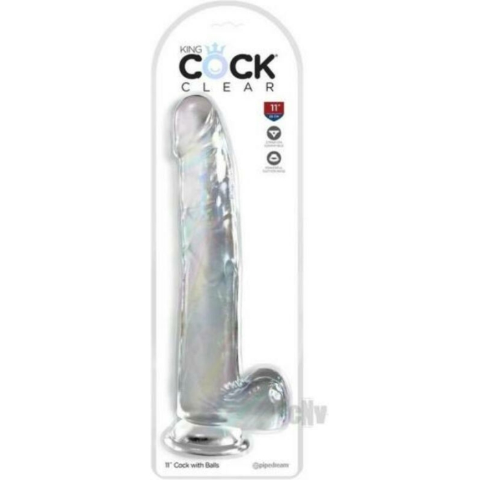 King Cock Clear With Balls 11in Clear - Image 1