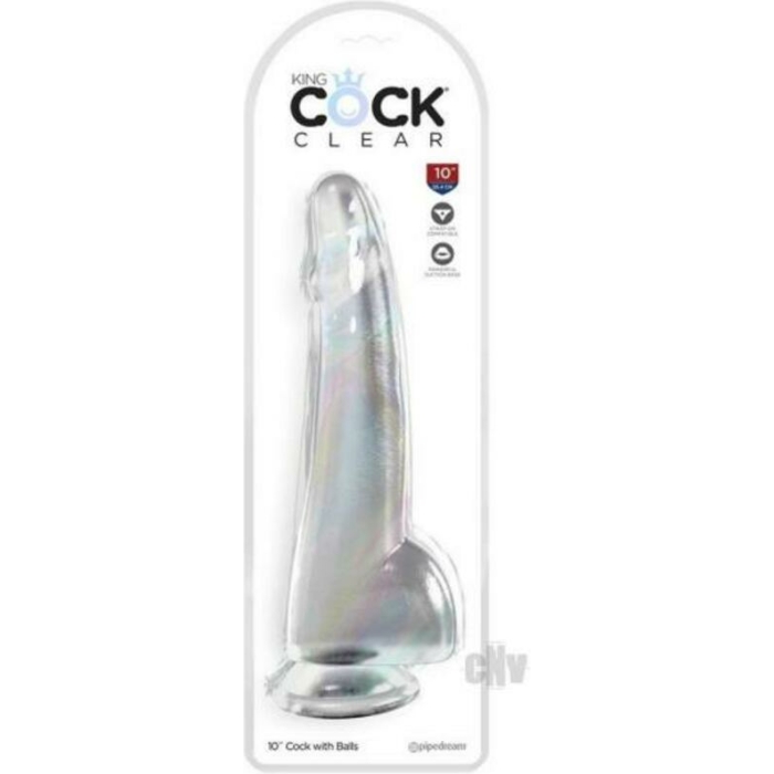 King Cock Clear With Balls 10in Clear - Image 1