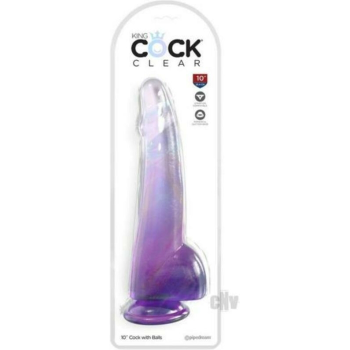 King Cock Clear With Balls 10inpurple - Image 1