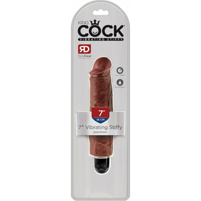King Cock  7 Vibrating Stiffy - Brown - Image 1