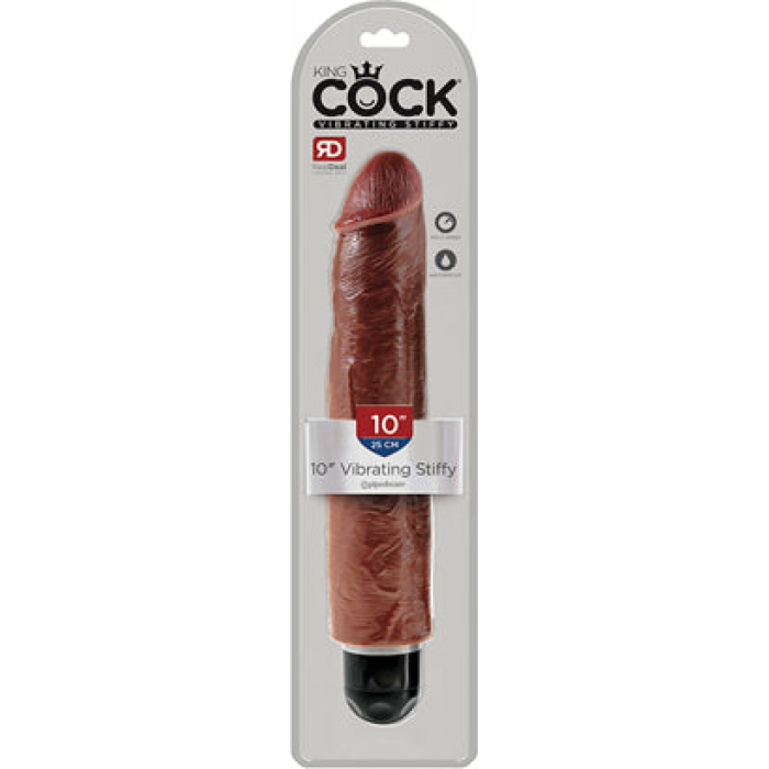 King Cock  10 Vibrating Stiffy - Brown - Image 1