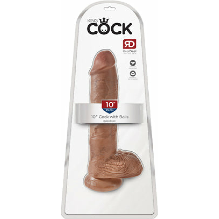 King Cock 10 Cock w/Balls - Tan - Image 1