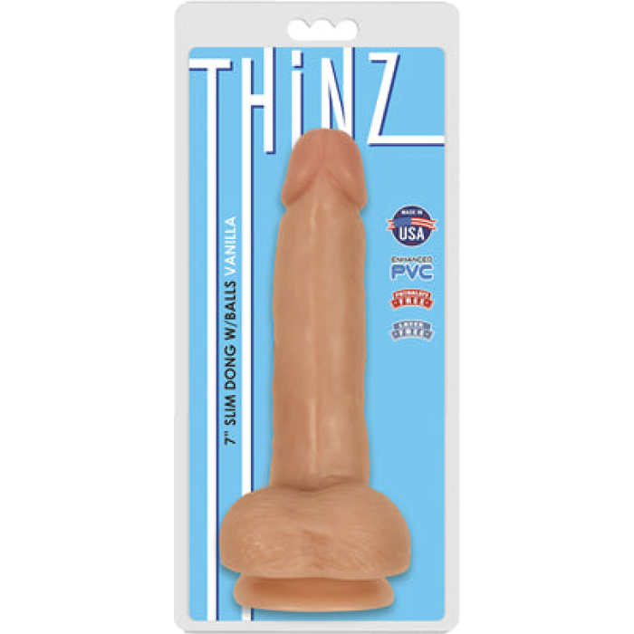 Curve Novelties Thinz 7 Slim Dong w/Balls - Vanilla - Image 1