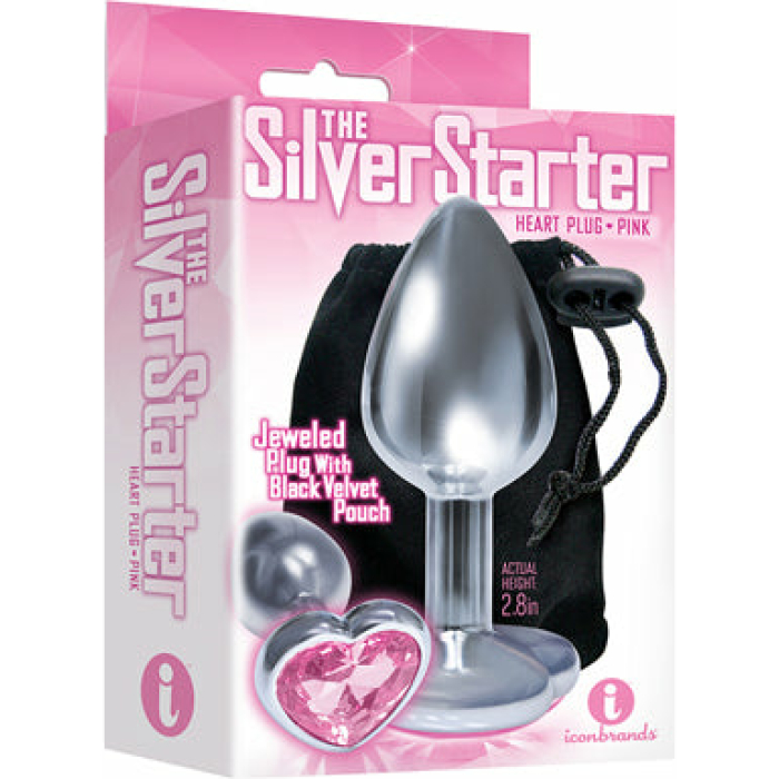 The 9's The Silver Starter Bejeweled Heart Stainless Steel Plug - Pink - Image 1