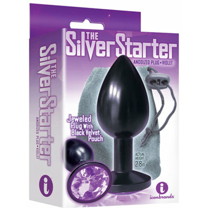 The 9s the Silver Starter Anodized Bejeweled Stainless Steel Plug - Violet - Image 1