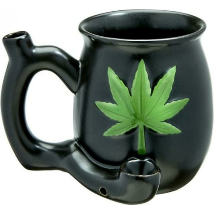Fashioncraft Matte Black With Embossed Green Leaf Roast & Toast Mug - Image 1