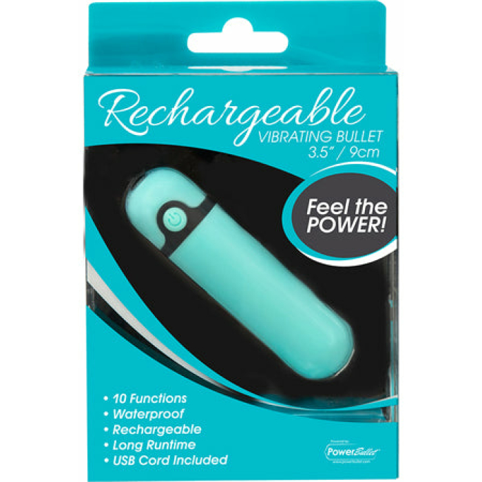 Simple & True Rechargeable Vibrating Bullet - Teal - Image 1